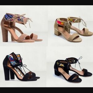 Howsty for Free People Black Sari Heeled Ankle Tie Sandals NIB